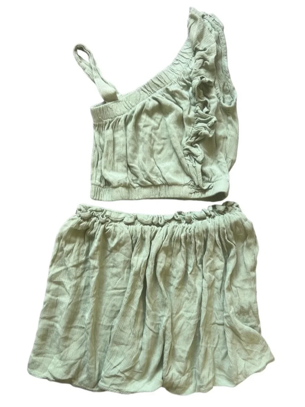 Vince Camuto Girls Mint Green 2-Piece Crop Top Skirt Outfit | 6X